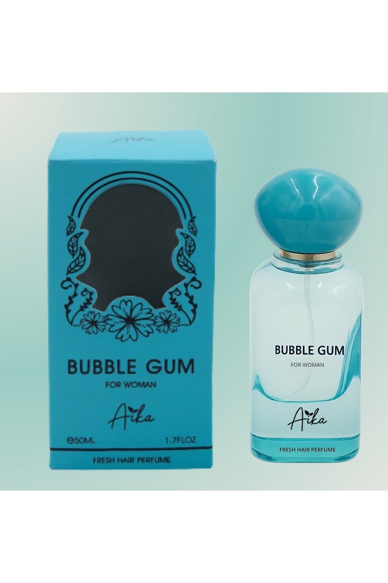 Aika عطر الشعر والجسم من آيكا بنكهة العلكة 50 مل – رائحة حلوة ومرحة مع الليمون، نكهة العلكة والمسك الأبيض – رذاذ طويل الأمد خالي من الكحول للنساء والفتيات – رذاذ شعر وجسم منعش وممتع - Image 1